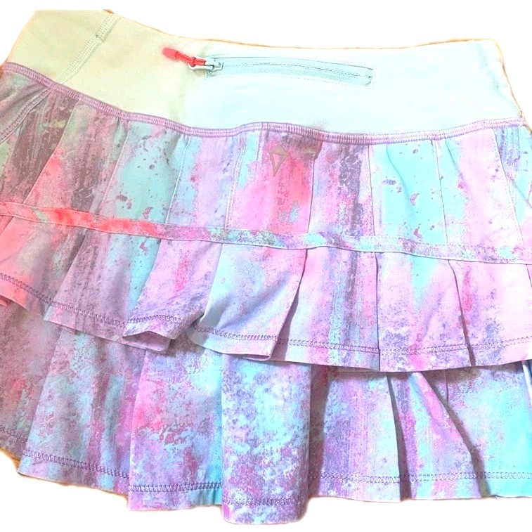 Ivivva by Lululemon Pace Ruffle Pleated Skirt Skort Shorts Lined Girls 12 #D19