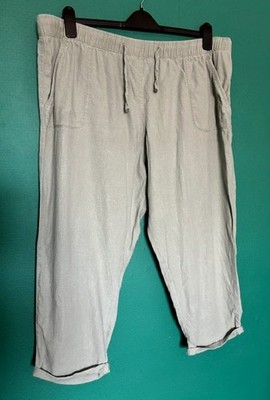 Leinenmischung Hose Debenhams grün cropped Sommerhose Damen Gr. 20 S (B)