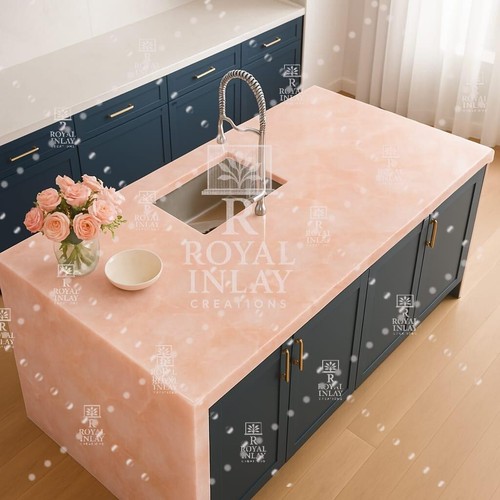 Pink Quartz Countertop – Polished Rose Quartz Vanity or Bar Surface Custom Cut - Picture 2 of 9