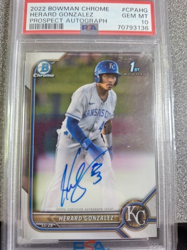 2022 Bowman Chrome Herard Gonzalez Autograph Prospect Graded PSA 10