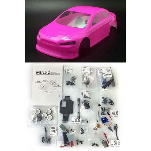 1/28 MINID Drift Racing RC Car KIT AWD Chassis Lancer EVO Body Shell Motor ESC