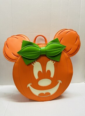 Loungefly Disney MINNIE PUMPKIN ( Face GLOW ) Mini Backpack  display picture 1