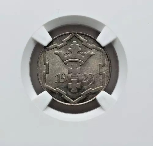 1923 DANZIG FREE CITY COPPER-NICKEL 10 PFENNIG KM143 NGC GEM MS65