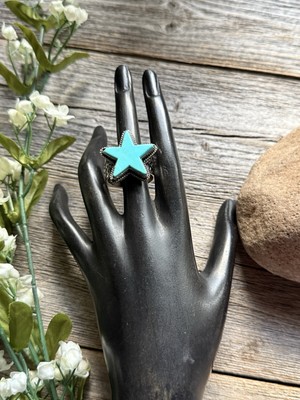 Sunshine Reeves 925 Sterling Silver Turquoise Star Stamped Ring 