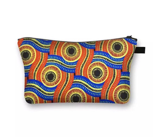 African Print Cosmetic Makeup Travel Tote Canvas Case Storage Zip Bag - Picture 14 of 22