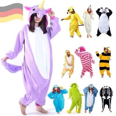 Jumpsuit Damen Herren Erwachsene Kostüm Anzug Pyjama Schlaf-Anzug Overall - Bild 1 von 4