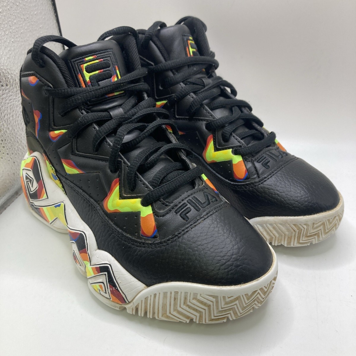 FILA バスケットボールシューズ ＭＢ☆ブラック/カモフラージュ迷彩 Fila Kids MB Jamal Mashburn Retro Basketball Shoes Black Red