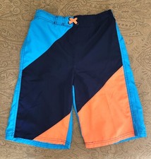OCEAN PACIFIC Boys Color Block Swim Trunks Blue/Orange L 10/12 