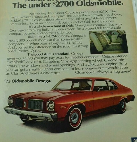 Automobile 1973 Oldsmobile Omega Built 