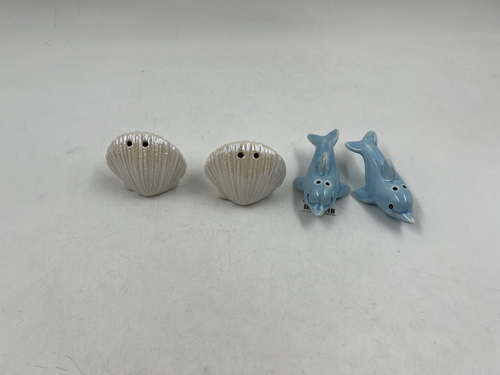 Juego de sal y pimienta Cracker Barrel de cerámica surtido de 2 pulgadas Ocean Fun BB02B47019