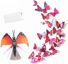 (Lot of 2) 12PCS 3D Butterfly Magnets/ Wall Stickers Decor-New!