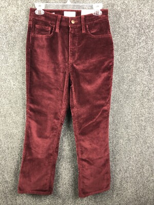 Universal Thread Women's 4R High-Rise Corduroy Ankle Bootcut Jeans Burgundy NEW