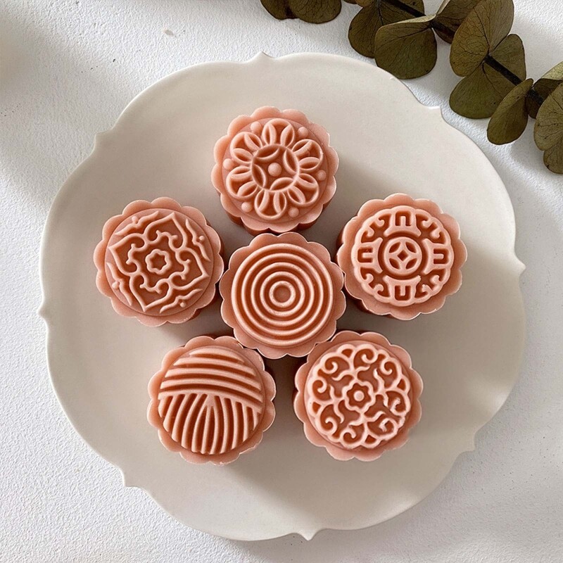 Plastic Mooncake Stamp Cute Flower Shape Mooncake Mold Festival Hand