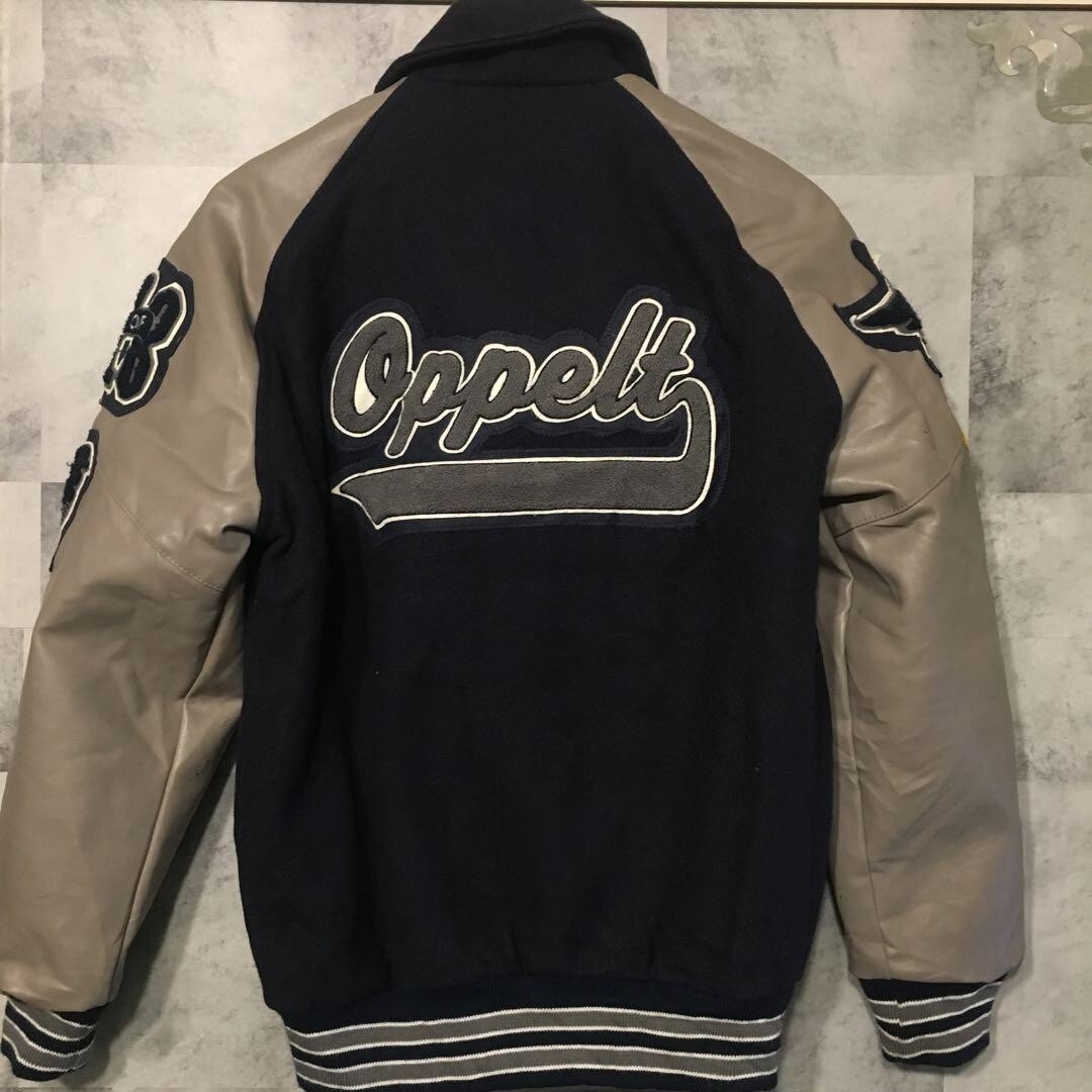 LONE STAR Leather Stadium Jacket Size S Navy x Gray VINTAGE LONE STAR Leather Stadium Jacket Size S Navy x Gray VINTAGE