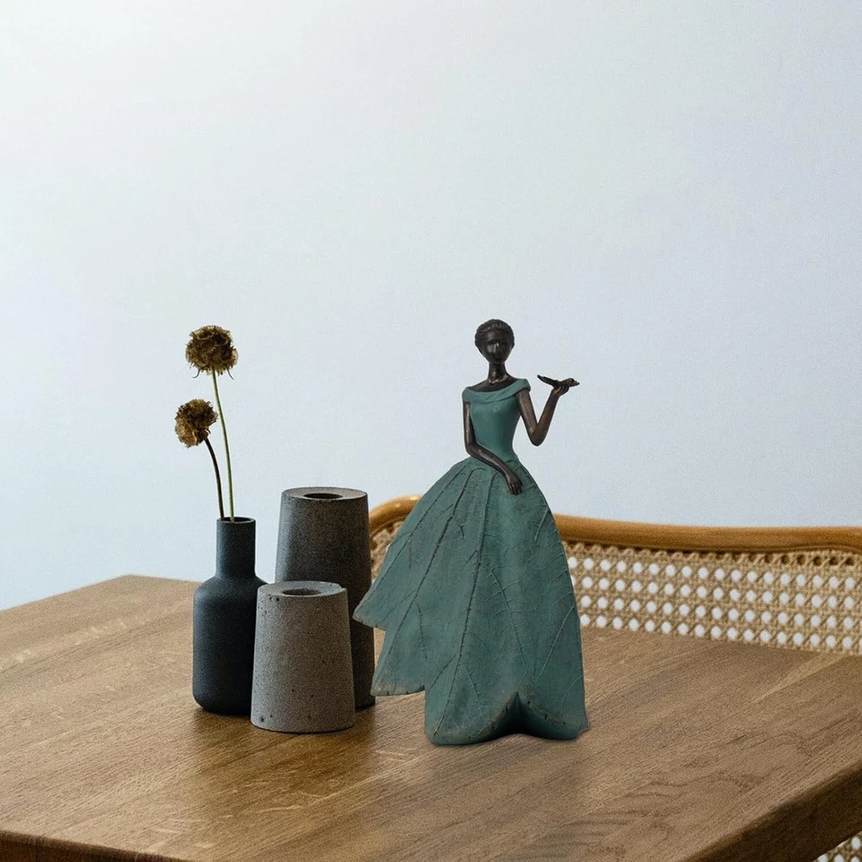 Colección Estatua de Hadas Decoración del Hogar - Hoja Ángel Niñas con Resina Libélula Foto 3 de 4