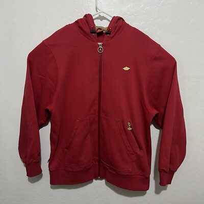 Air Jordan Mens XL Wing Logo Full-Zip Hoodie Jacket Red w/ Gold Emblem & Zippers