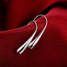 Womens 925 Sterling Silver Elegant Teardrop Charm Fashion Earrings #E18