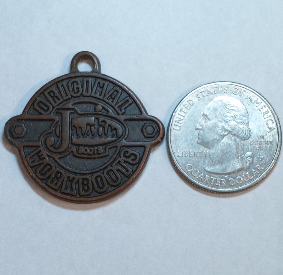 Original Justin Work Boots Thick Double Sided Keychain Fob/Pendant ...