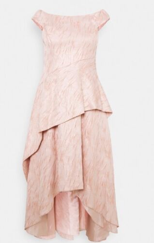 Adrianna Papell Textured Jacquard Draped Gown IN Blush Choose Size - Picture 2 of 4