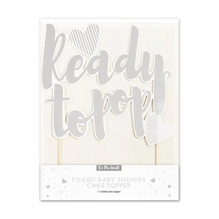 ON THE WALL® PARTYWARE - SILVER FOIL BABY SHOWER CAKE TOPPER -READY TO POP £2.49