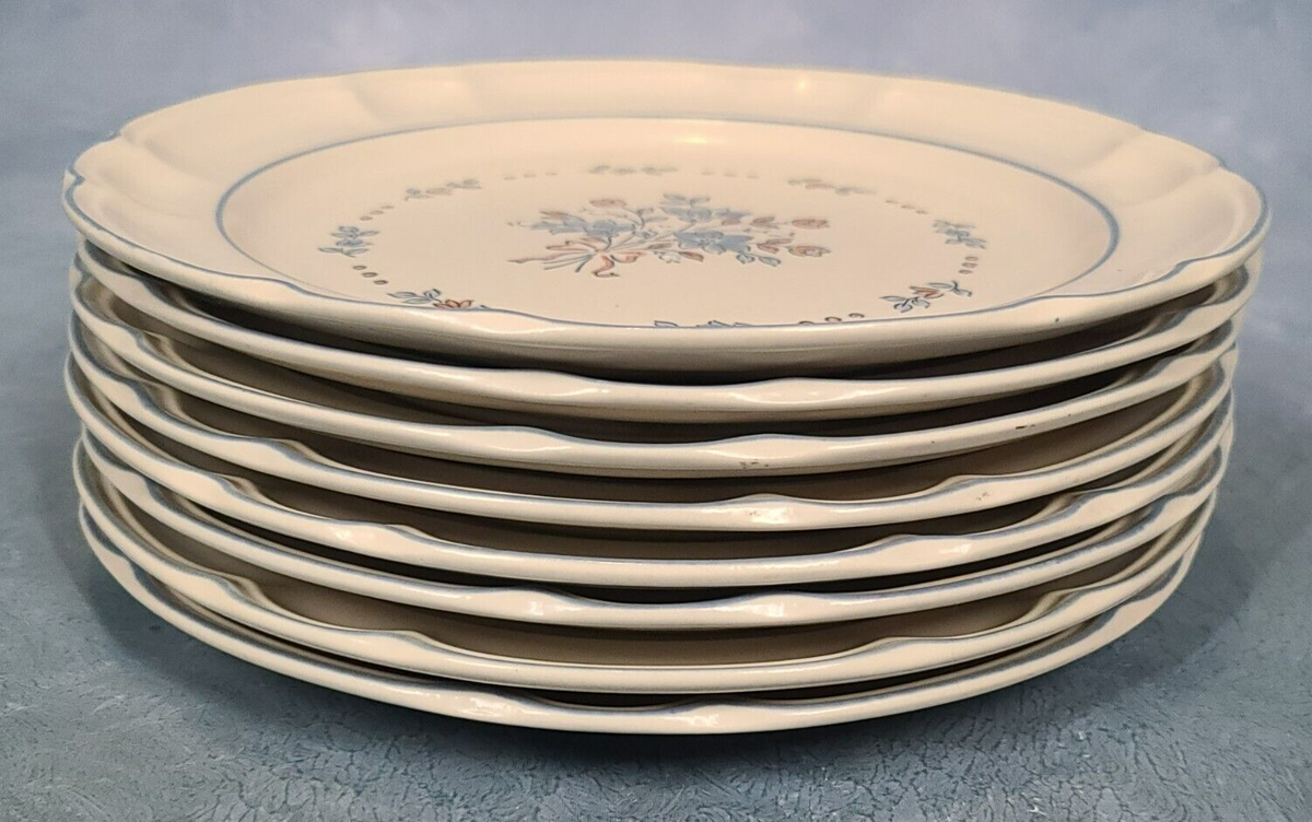 Cordella Bluet Hand Decorated Stoneware Dinner Plate Set Of 8 PC