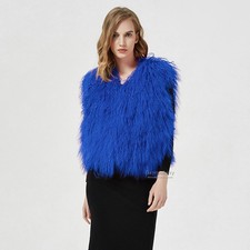 Mongolian Sheepskin Wool Vest In Royal Blue