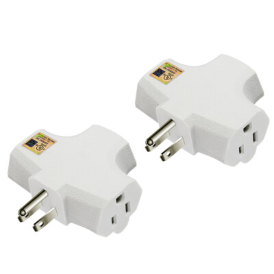 2 PCS 3-Outlet Grounding Adapter, Heavy-Duty Power Tap, UL Listed Plug Extender