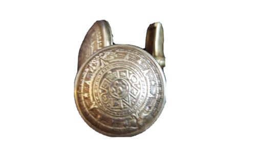 Vintage Sterling Silver 925 Aztec Calender Mayan Sun Face Cufflinks.