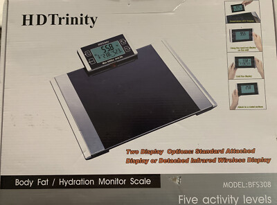 HD TRINITY Body Fat & Hydration %, Monitor Scale. DIGITAL w/ DETACHABLE DISPLAY