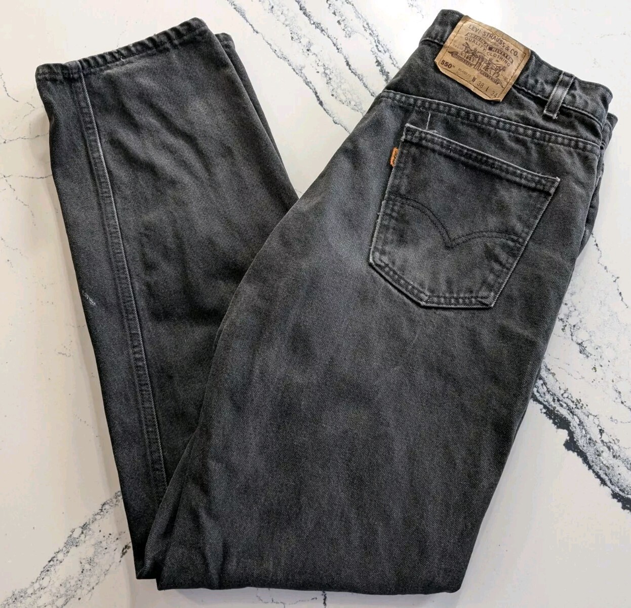 VTG 80's Distreased Levis 550 Orange Tab Relaxed Fit Jeans 36x34