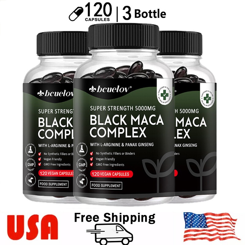 Maca Supplements - Energy Men Women Herbal Supplement 120 Capsules 3 Bottles