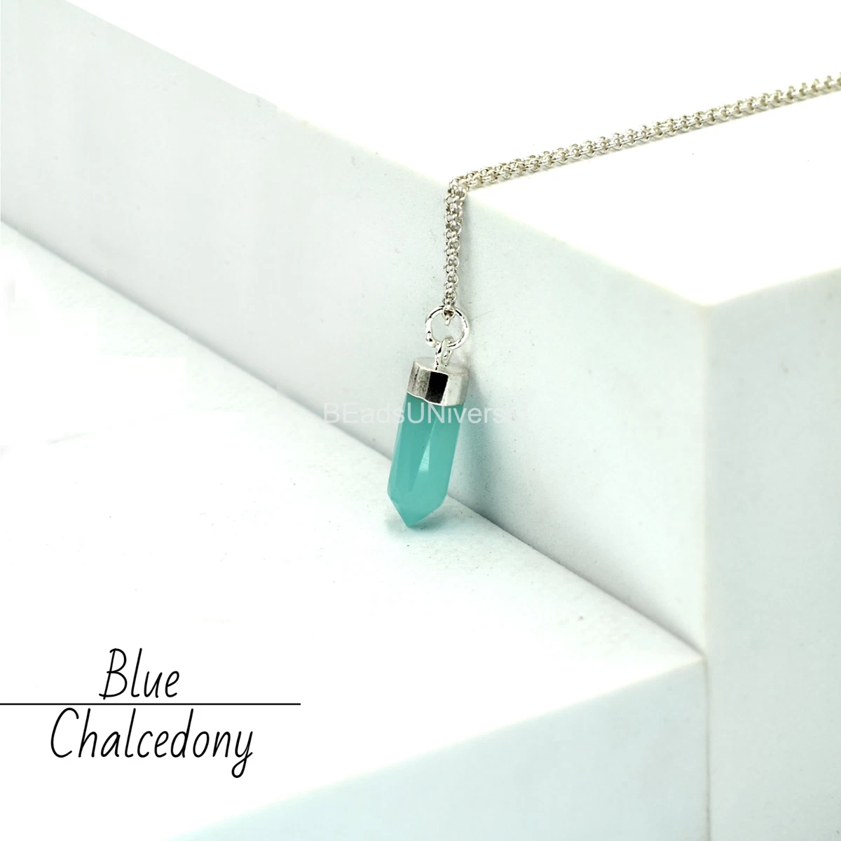 Collana Calcedonio Tulipano In Argento 925 Placcato Oro 22K – Pendente In Pietra Naturale, Gioiello Elegante Per Donna, Regalo