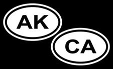 ALL 50 States Oval Euro Decal,  Your Choice, USA, Vinyl, Car, Windows, Outdoors!