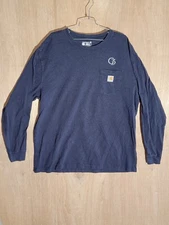 carhartt shirt mens size XL loose fit long sleeve crew neck front pocket blue