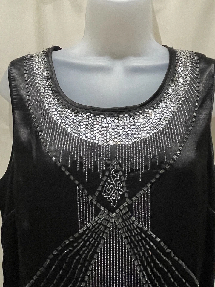 Vertigo Paris Beaded Dress Black, Sz L - Image 2 of 4