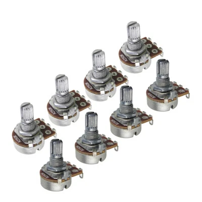 FLEOR 8PCS Mini A250K & B250K Audio Controllo Conico Pentole Chitarra Short Split Shaft