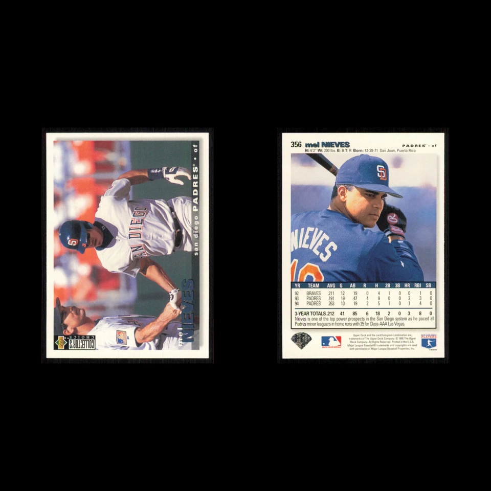 Mel Nieves #356 1995 Upper Deck Collectors Choice San Diego Padres Baseball Card - Image 3 of 3