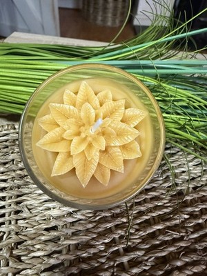 Handgefertigte 100% natürliche Bienenwachskerze Blumen Design Glas Behälter Jochialbre