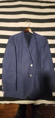 Boss Hugo Boss Mens Navy Blue Wool Blazer Sport Jacket Size 40S