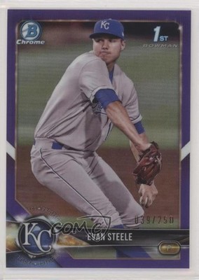 2018 Bowman Chrome Prospects Purple Refractor 39/250 Evan Steele #BCP245 s3g