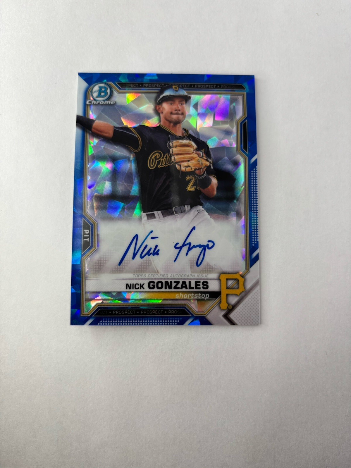 2021 Bowman Sapphire Edition Chrome Prospects Nick Gonzales #BSPA-NG Auto SP