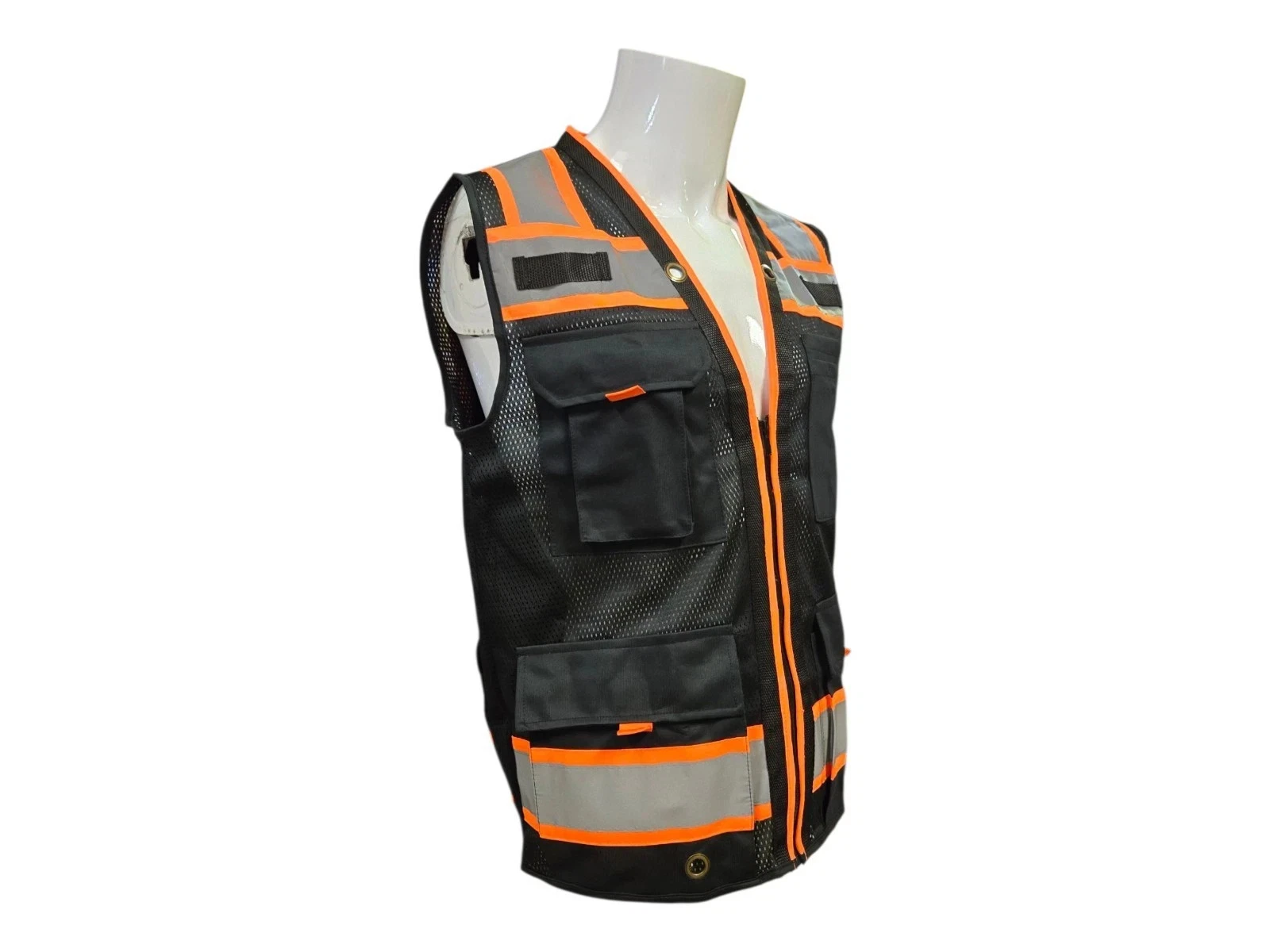 Black Hi-Vis Safety Vest With Plan/TABLET Pocket, All sizes available - product detail image 4