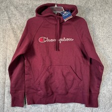 NWT Champion Hoodie Womens Medium Burgundy Raisin Pullover Spellout Athleisure