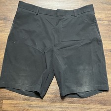 Walter Hagen Shorts Mens 36 Black Golf Performance Polyester Flat Front 11 Logo