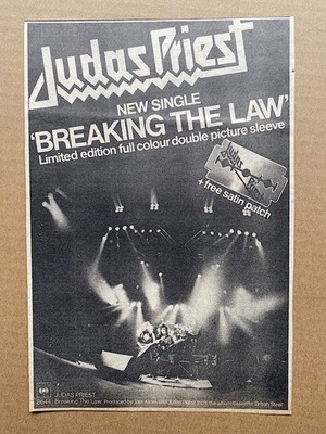 JUDAS PRIEST BREAKING THE LAW MEMORABILIA Original music press advert from 1980(