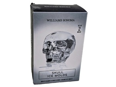Williams Sonoma Skull Ice Molds SET of 2  Whiskey Scotch Halloween NIB