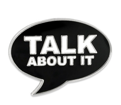 TALK ABOUT IT SPEECH BUBBLE LAPEL PIN | eBay