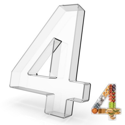 11 inch Acrylic Fillable Number 4 Reusable Charcuterie Tray for Parties
