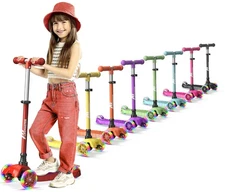 Lifemaster Mini 3-Wheel Kids Scooter with Multi-Color Wheel Lights – 4-Hei