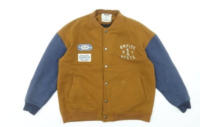 Gujee Herren Braun College Jacke L Kragen Baumwolle Retro Style